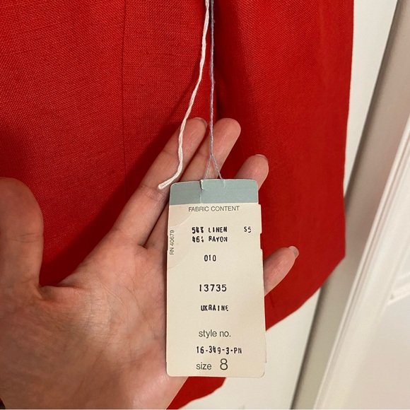 NWT Vintage Linen Blend 2 Piece Suit Blazer and Trouser Pants Size 8 Red - Picture 8 of 14